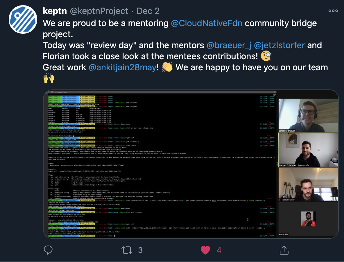 https://twitter.com/keptnProject/status/1334086557352022017 https://twitter.com/keptnProject/status/1334086557352022017